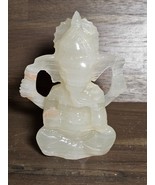 Crystal Ganesha - White Onyx Precious Gemstone Handcarved Figurine - $59.35