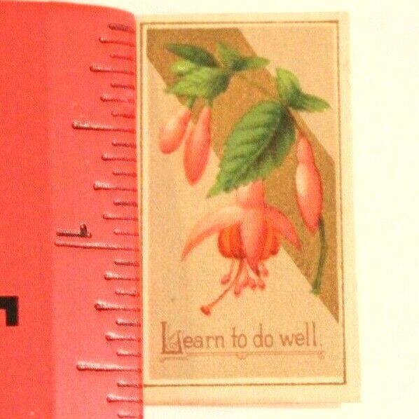 Victorian Trade Card Learn To Do Well Pink Flower Blossoming VTC 5 - £3.72 GBP