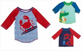 NWT Mud Pie Boathouse Crab Marco Polo Alligator Boys Blue Rashguard Swim Shirt - £8.66 GBP