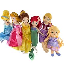 Disney Princess Plush Dolls Set Cinderella Belle Ariel Rapunzel Aurora &amp;... - $1,316.03 MXN