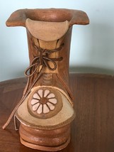 Vtg Hand Made Ceramic Shoe Platform Boot Vase Holder Country Cobbler Mod MCM - £27.69 GBP