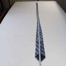 Platinum Designs Men's Tie Blue/Gray Striped 100% Silk Classic Length image 11
