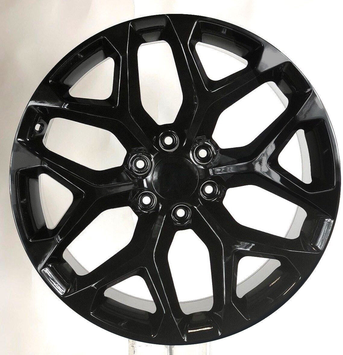 Chevy 22&quot; Gloss Black Snowflake Wheels For 2000-2024 Silverado Tahoe Sub... - $989.01