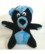Acme Teddy Bear Plush Vintage 1986 Black Blue Stuffed Animal in Korea 10&quot;  - $59.95