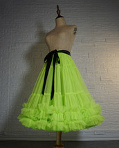 Neon Green A-line Layered Tulle Skirt Outfit Women Plus Size Ruffle Tulle Skirt image 2