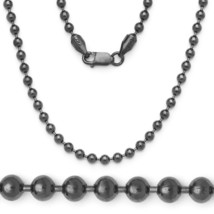 Stylish Italy 3mm 925 Silver 14k Black Gold Ball Bead Beaded Chain Necklace - £105.04 GBP