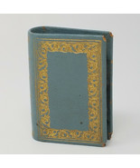 Gold Book Motif Bookmark Vinyl Covered Expanding Metal Light Blue Vintage - £8.96 GBP