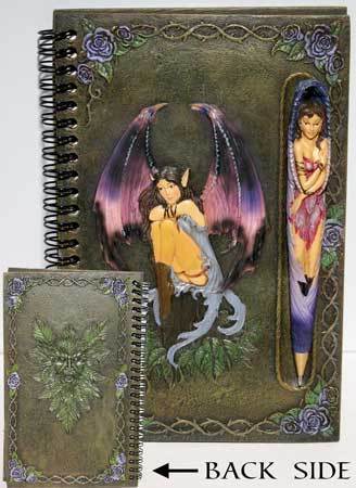 Primary image for Purple Fairy with Pen Sketchbook Book of Shadows New