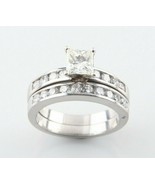 Platino Two-Ring Diamante Matrimonio Set W/ 0.70 KT Taglio Princess Soli... - $54,735.96 MXN