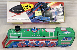 Vintage Tin Toy Puff Puff Loco Bump N Go Train Battery Operated Toy with... - £47.37 GBP