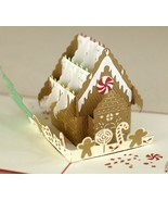 3D Pop Up Christmas Card, Holiday Card, Greeting Card, Gingerbread House, Noel - £5.40 GBP