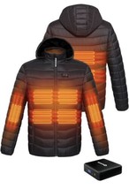 Antarctica Gear Heated Puffer Jacket Hooded Coat 12V/5A Power Bank - Bla... - $98.01
