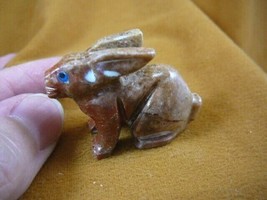 y-BUN-25) BUNNY RABBIT red SOAPSTONE gem carving FIGURINE I love rabbits... - £6.72 GBP