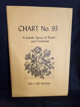 Vtg rare Babs Fuhrmann petit point Chart No. 93 Lovely Spray Of Roses &amp; Verbenas - £18.67 GBP