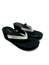 Thalia Sodi Emira Wedge Flip-Flop Sandals- Black &amp; Rhinestone, US 6M - £15.81 GBP