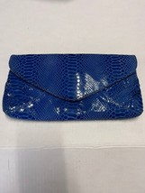 Perlina Studio Royal Blue Snakeskin Leather Clutch Handbag - £97.34 GBP