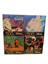 Disney 500pc Puzzle Lot of 4 NEW Cinderella Cruella Sleeping Beauty Lilo... - $18.81