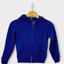 Boys Ralph Lauren Polo Royal Blue Hooded Zippered Sweatshirt Fleece Size 7 - $8.53