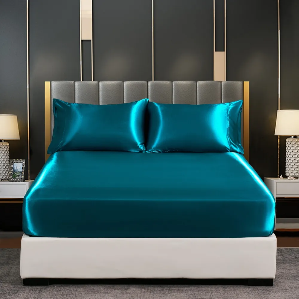 Silky Fitted Bed Sheet with Elastic Band Luxury Anti-slip Adjustable Mattress - £9.60 GBP+