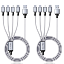 Multi Charging Cable, USB Cable 3A 4FT Nylon Braided Universal 4In1 Charger Adap - £11.81 GBP