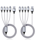 Multi Charging Cable, USB Cable 3A 4FT Nylon Braided Universal 4In1 Char... - £12.10 GBP