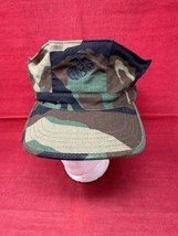 US Marine Corps USMC EGA Woodland Camo 8 Point Utility Cover Hat Cap 7 1/4 VTG - £13.63 GBP