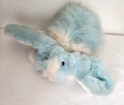 Fiesta Lying Feather Touch Rabbit Bunny Plush Stuffed Animal Blue White - £31.65 GBP