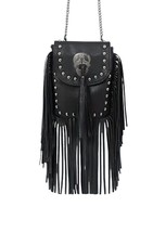 Western Black Faux Leather Tassel Fringe Shoulder Cross Body Handbag Purse - £44.06 GBP