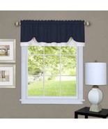 Textured Dual Layer Window Valance, Rich Navy/White, Modern Size: 58&quot;x 1... - $212.27 MXN