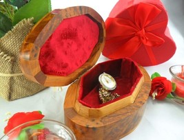 Lined Thuya wooden jewelry oval box gift, handmade dressed jewellery Sto... - £62.32 GBP