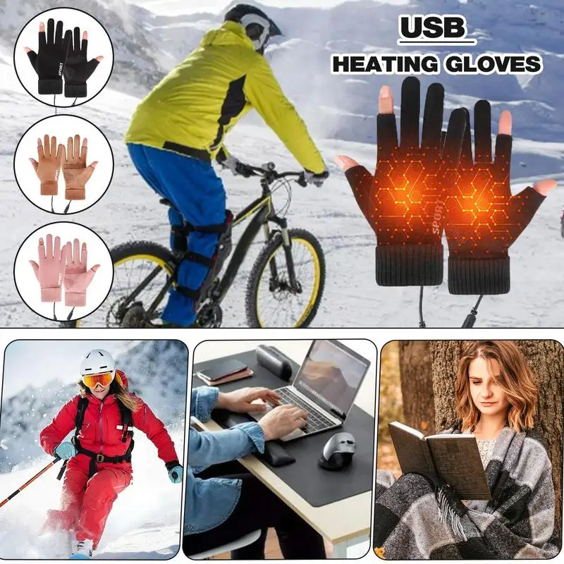Winter Gloves Heated Detachable Heating Gloves Warm Hand Warmer Portable Non - £11.96 GBP+