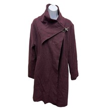 NorthStyle SZ S Purple 100% Wool Long Coat Asymmetrical Collar Toggle Front - $42.74