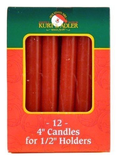 KURT S. ADLER 12 RED DRIPLESS 4" CANDLES FOR 1/2" CANDLE HOLDERS & ANGEL CHIMES - $8.88