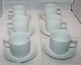 Figgjo Norway Set of 6 Vitro-Porselen Med Korund White Coffee Tea Cups S... - $120.90