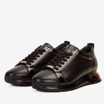 The Cenova Black & Gold Leather Men Sneaker image 2