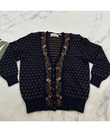 Evan Picone Womens Vintage 90s Cardigan Sweater Size S Blue Red Floral C... - $46.02 CAD