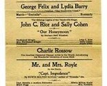 Orpheum Theatre Vaudeville Program 1898 San Francisco California Harry O... - £50.47 GBP