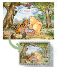 POOH BEAR BABY Shower Cake Topper Edible Image pooh bear book Nursery de... - £16.31 GBP+