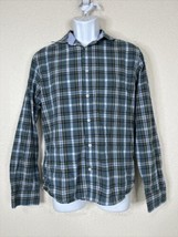 Merona Men Size M Blue Plaid Button Up Shirt Long Sleeve Pocket - £6.31 GBP
