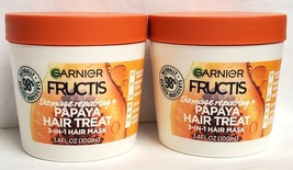 Garnier Fructis Damage Repairing Papaya Hair Treat 3 In 1 Hair Mask 3.4 Oz x 2 - £9.59 GBP