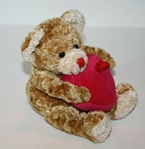 Friends Forever Valentine Flomo 6&quot; Beige Plush Teddy Bear Pink Heart Stuffed Toy - £8.55 GBP