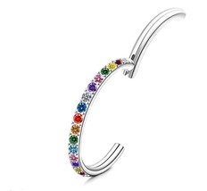 1PS 8-12 mm G23 Titanium CZ Opal Hinged Pitch Ring Nose Ring Open Small Nasal Se - £17.09 GBP