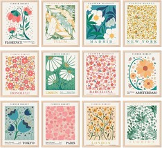 Anydesign 12Pcs Flower Market Poster Abstract Flower Market Wall Art, Unframed - £33.56 GBP