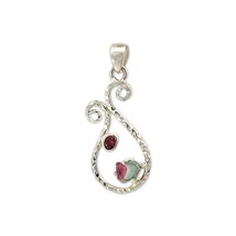 Watermelon Tourmaline Topaz Crystal Pendant Necklace by Stones Desire - $151.05