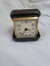 Vintage Westclox Travel Alarm Clock Brown Plastic Case Untested - £6.30 GBP