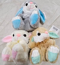 Stuffed Animal Easter Bunny Multi-colored Bunny Rabbit 9&quot; Tall Sitting Lot Of 3 - £13.34 GBP