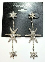 Franco Gia Silver Plated Earrings Special Occasion C Z's Triple Stars  #37 - $26.70