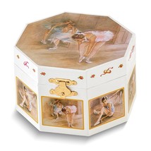 Children&#39;s Ballet Themed Octagonal Musical Jewelry Box with Mirror - £38.35 GBP