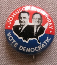 1964 Button Steel Lyndon B Johnson Humphrey Vote Democratic - $75.26 MXN