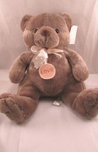 Plush Teddy Bear Burton + burton brown Love neck charm medallion dot rib... - $10.39